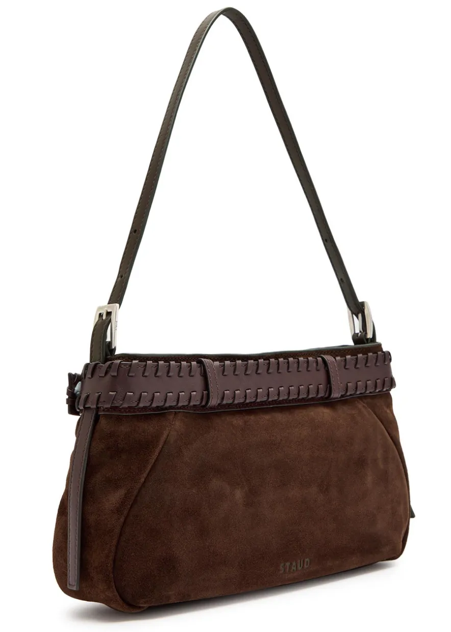 Brooklyn belted leather and suede shoulder bag
