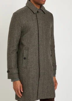 Brunetti herringbone wool-blend coat