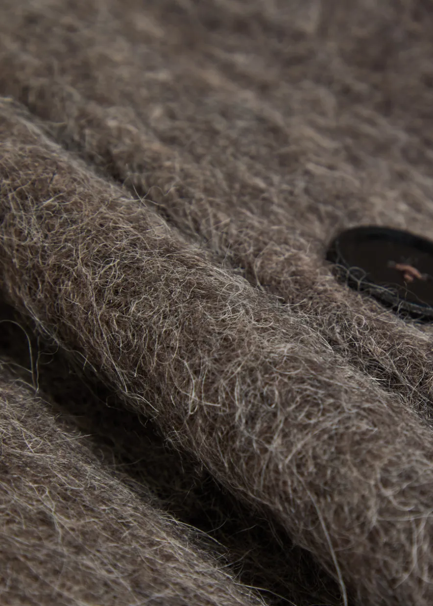 Brushed knit cardigan