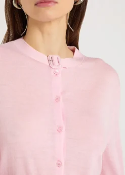 Buckle fastening merino wool cardigan