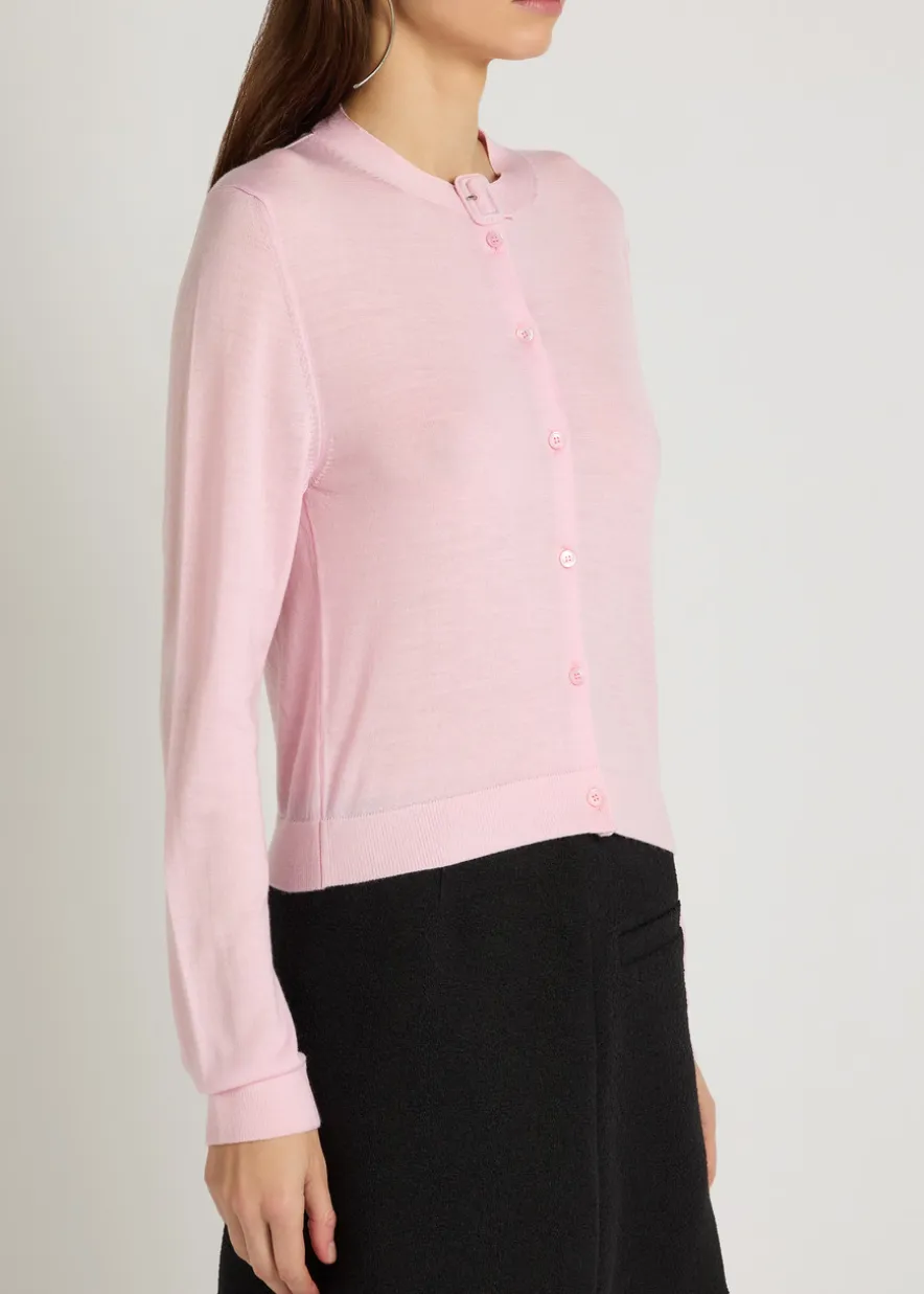 Buckle fastening merino wool cardigan