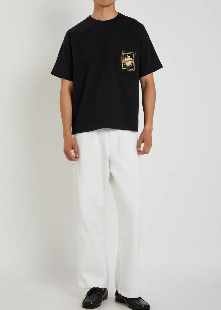 Bullion Card appliquéd cotton T-shirt