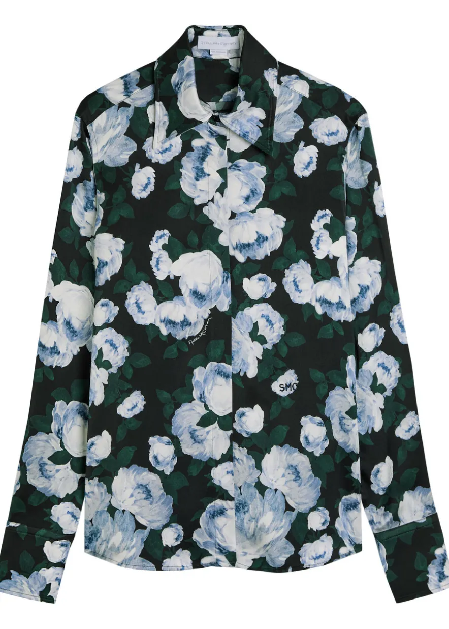 Bunch of Roses floral-print satin shirt