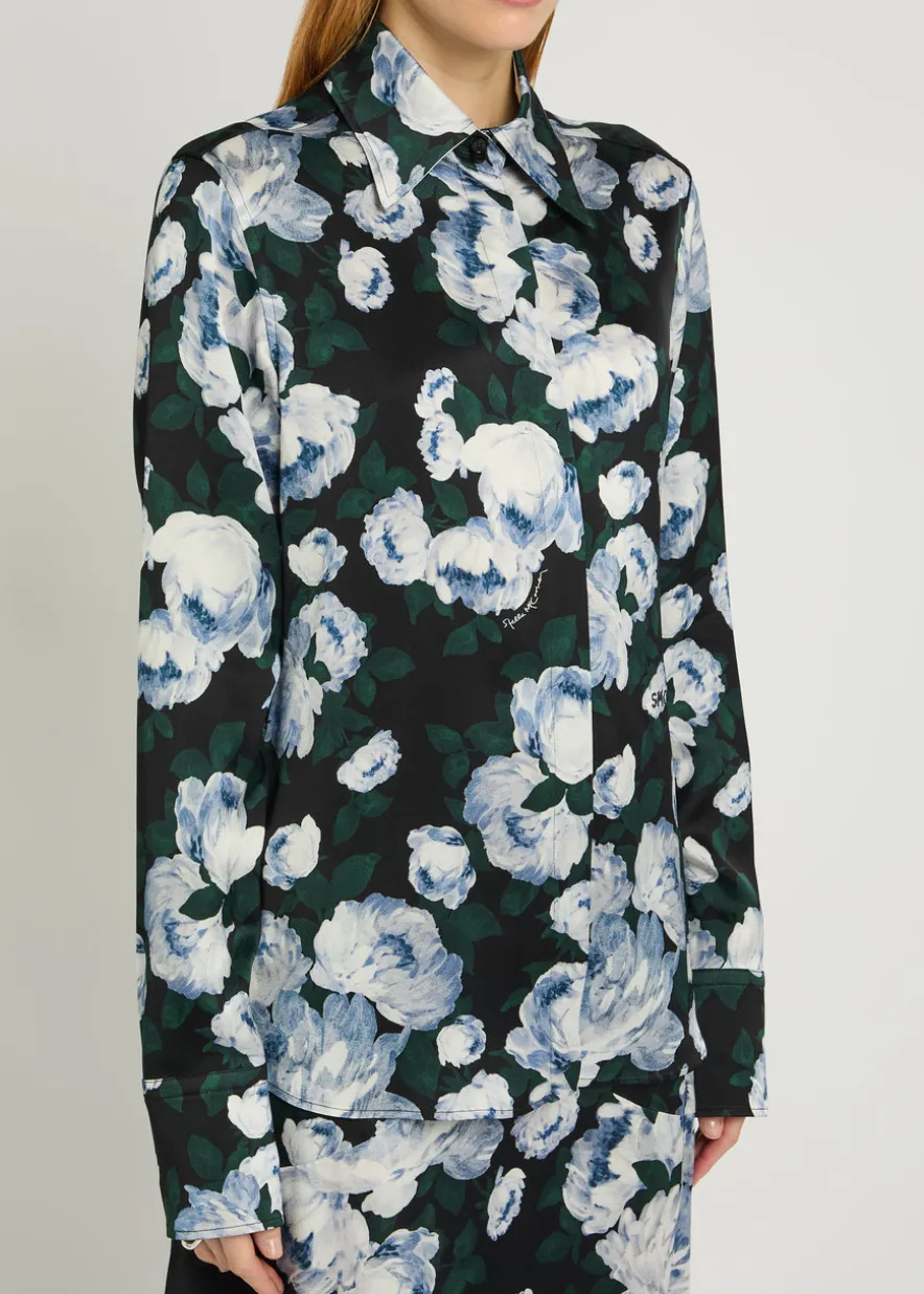 Bunch of Roses floral-print satin shirt