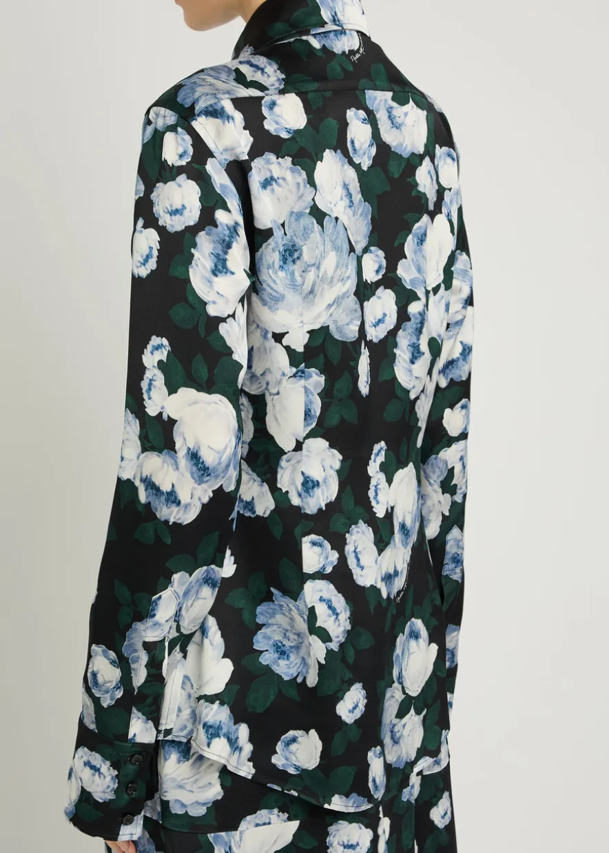 Bunch of Roses floral-print satin shirt