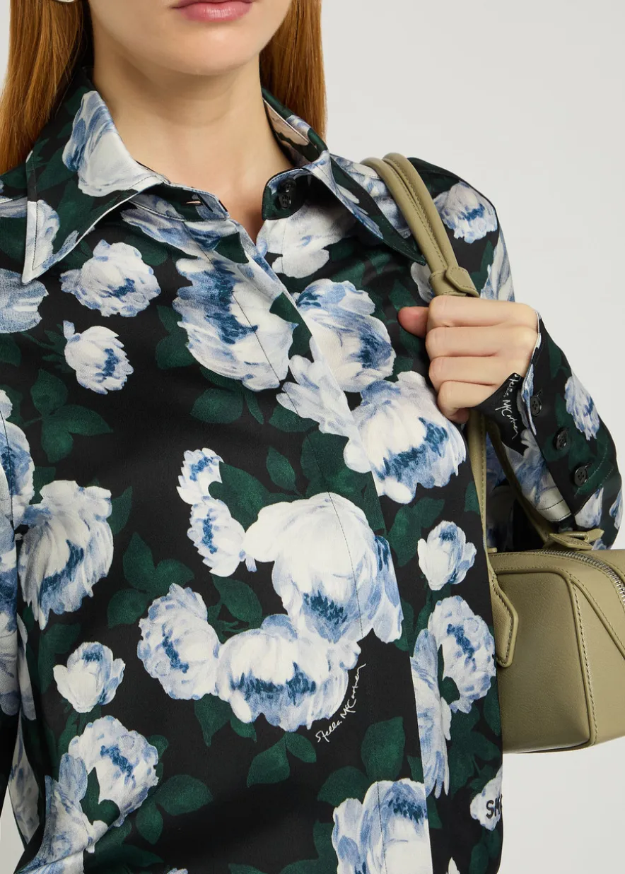 Bunch of Roses floral-print satin shirt