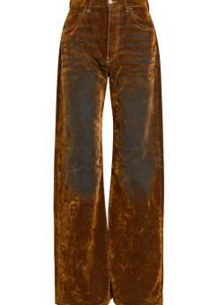 Burnout straight-leg canvas trousers