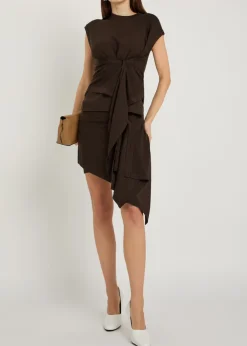 Buttoned-panel fine-knit mini skirt