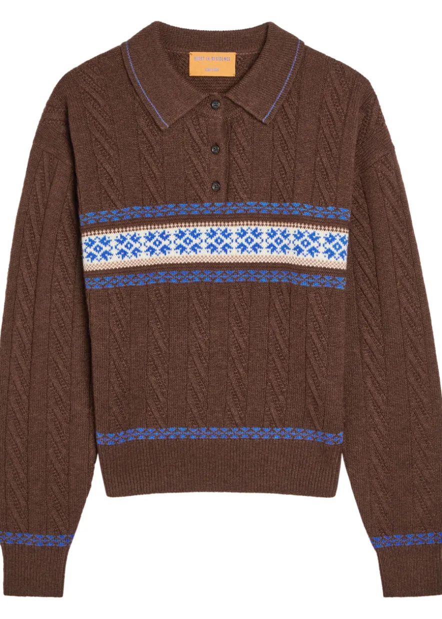 Cable Collegiate patterned wool and cashmere-blend polo shirt
