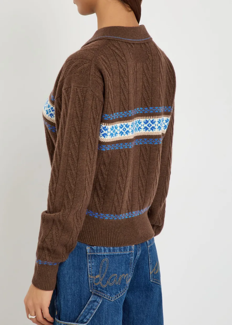 Cable Collegiate patterned wool and cashmere-blend polo shirt