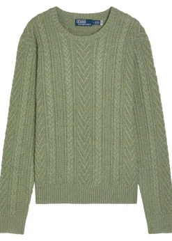 Cable-knit cotton and linen-blend jumper