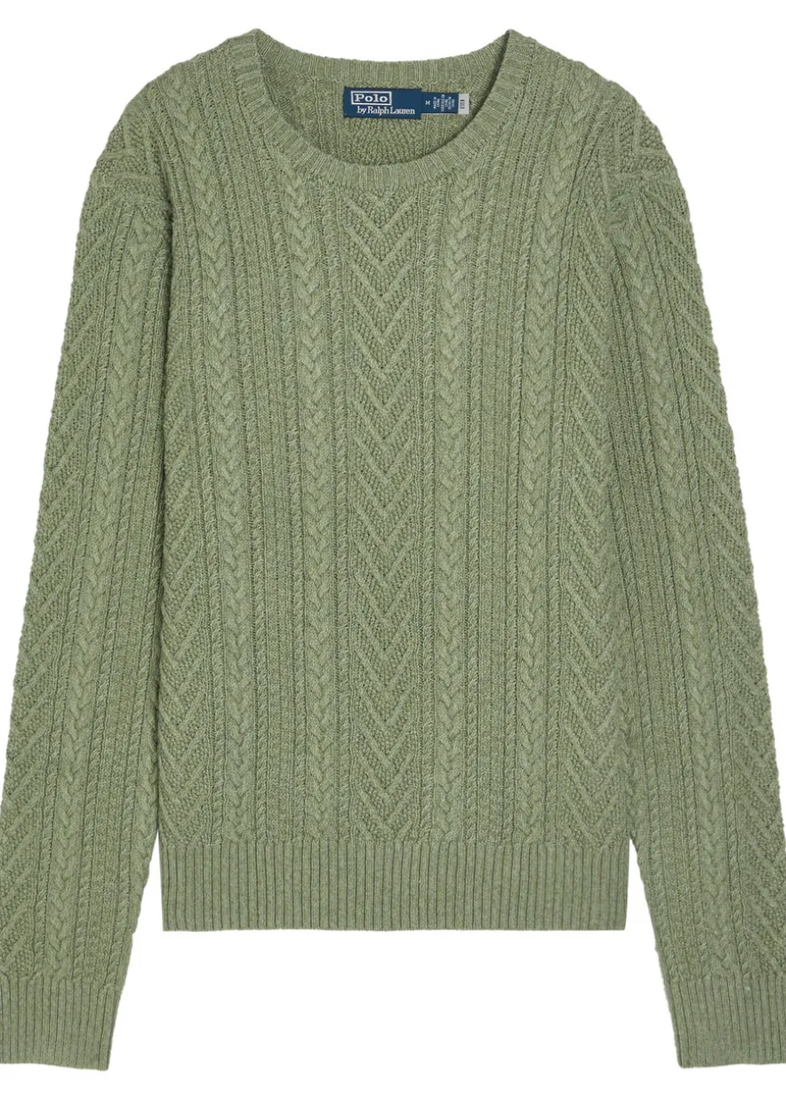 Cable-knit cotton and linen-blend jumper