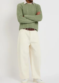 Cable-knit cotton and linen-blend jumper