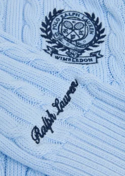 Cable-knit cotton polo jumper