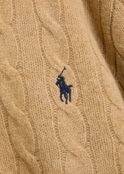 Cable-knit wool and cashmere-blend polo jumper