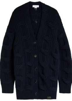Cable-knit wool cardigan