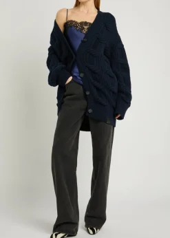 Cable-knit wool cardigan