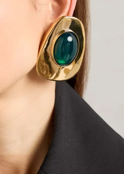 Cabochon clip-on stud earrings