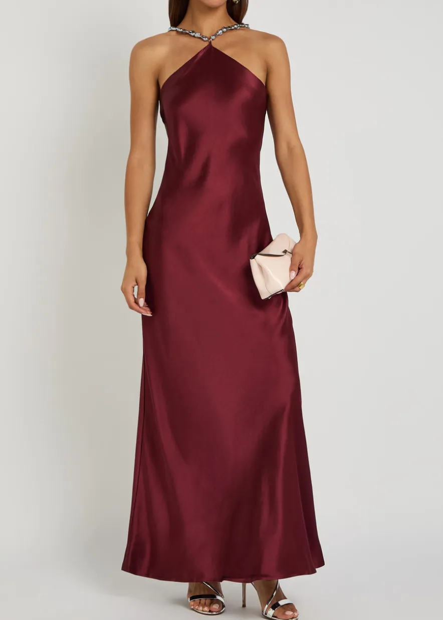Cadence embellished satin maxi dress
