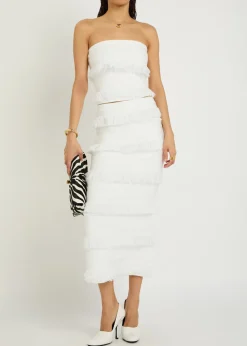 Cairo fringed strapless knit top