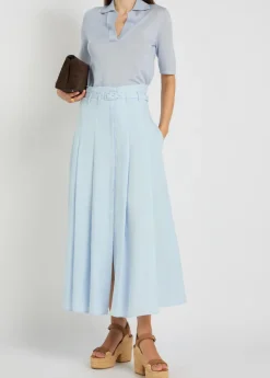 Caius open collar cashmere and silk-blend polo top