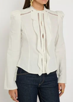 Calina picot lace cotton blouse