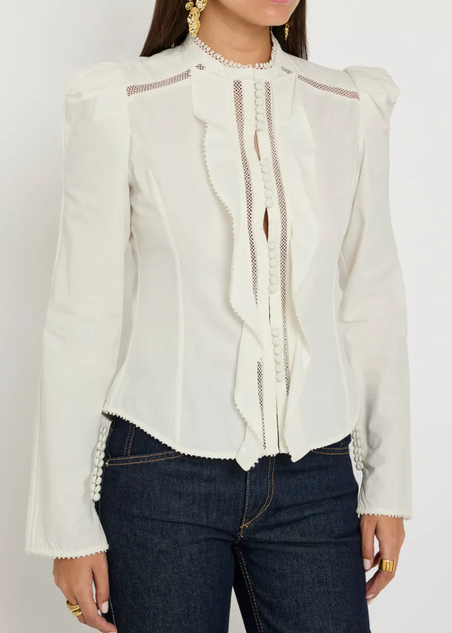 Calina picot lace cotton blouse