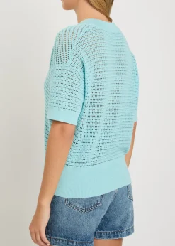 Callie open-knit cotton polo top
