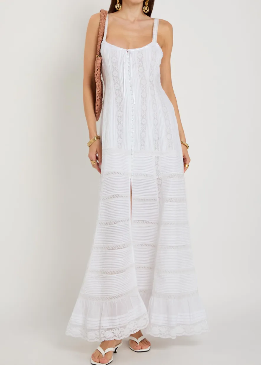 Calyx pintuck cotton maxi dress