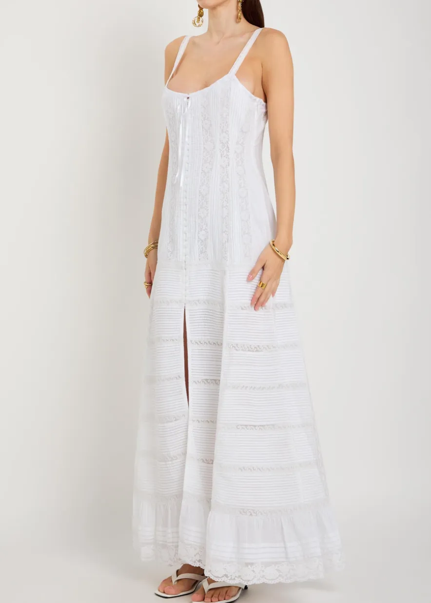 Calyx pintuck cotton maxi dress