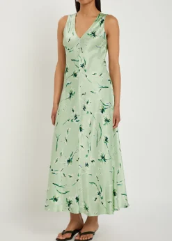 Camellia floral-print satin-crepe midi dress