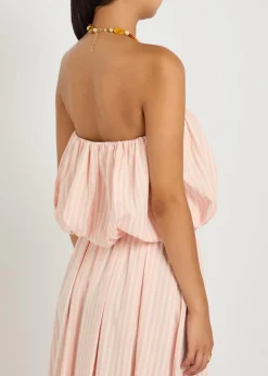 Camila striped cropped cotton-poplin top