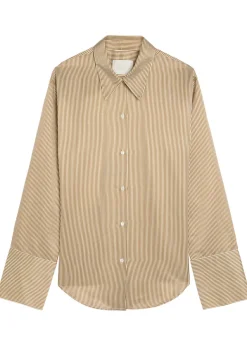 Camilia striped cotton and silk-blend shirt