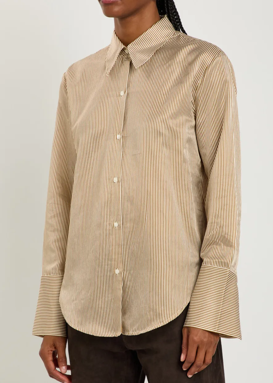 Camilia striped cotton and silk-blend shirt