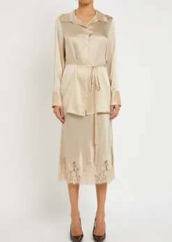 Camilla waist-tie silk shirt