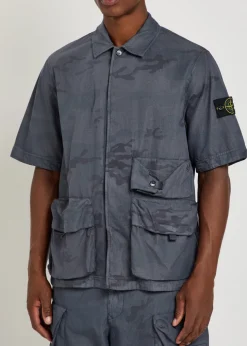 Camo-print cotton-blend shirt