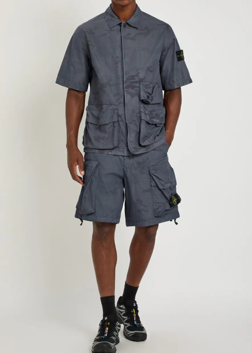 Camo-print cotton-blend shirt