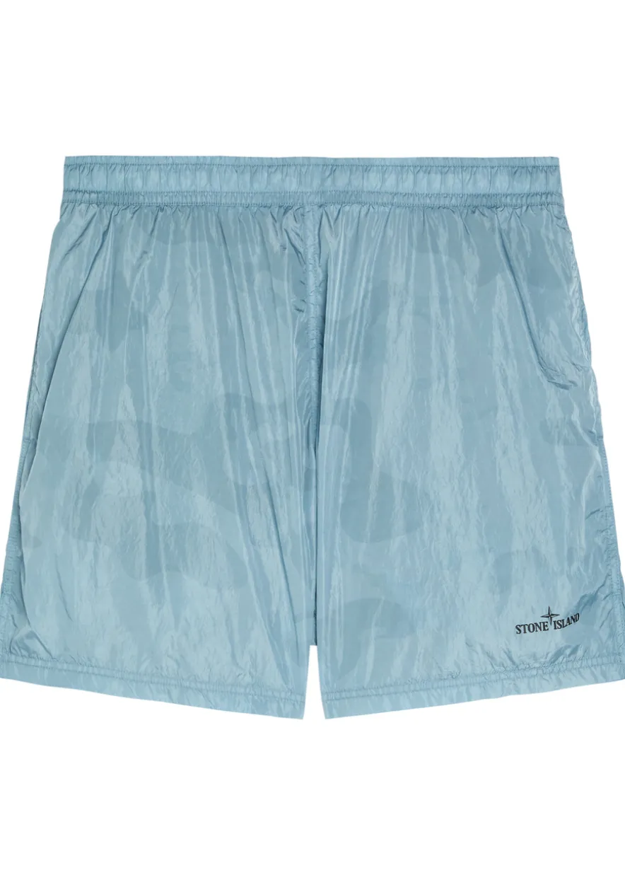 Camo-print nylon swim shorts