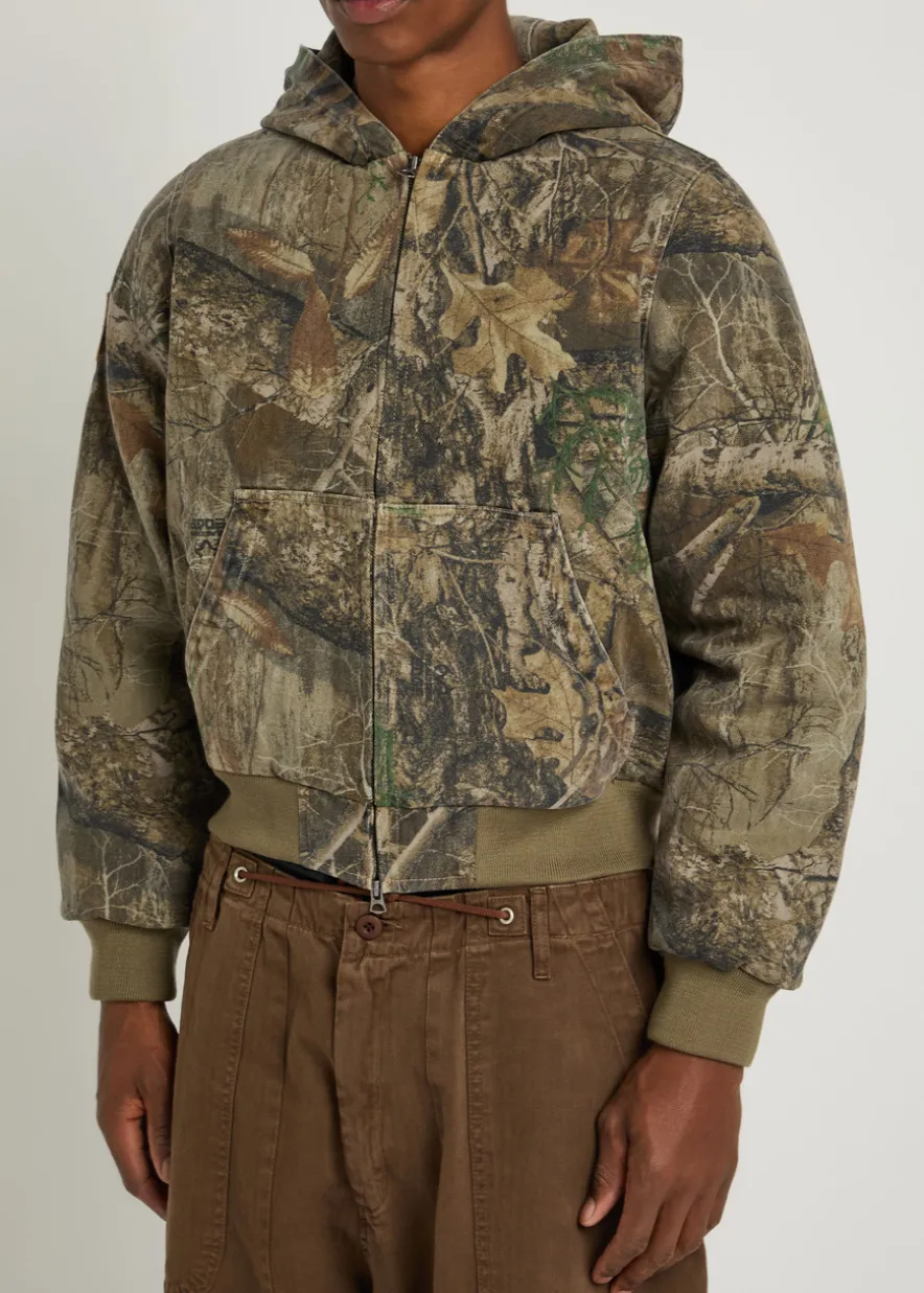 Camouflage hooded canvas jacket