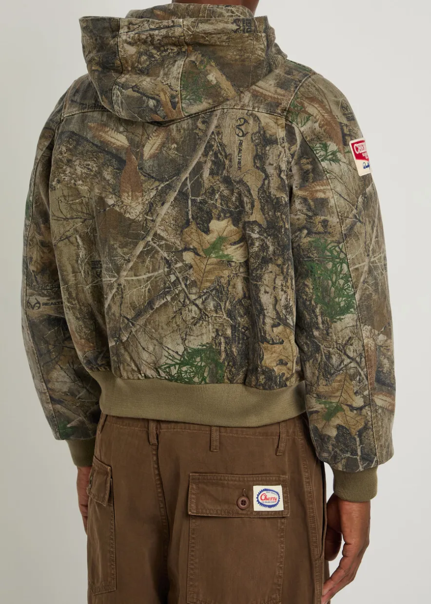 Camouflage hooded canvas jacket