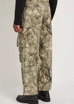 Camouflage wide-leg cotton cargo trousers