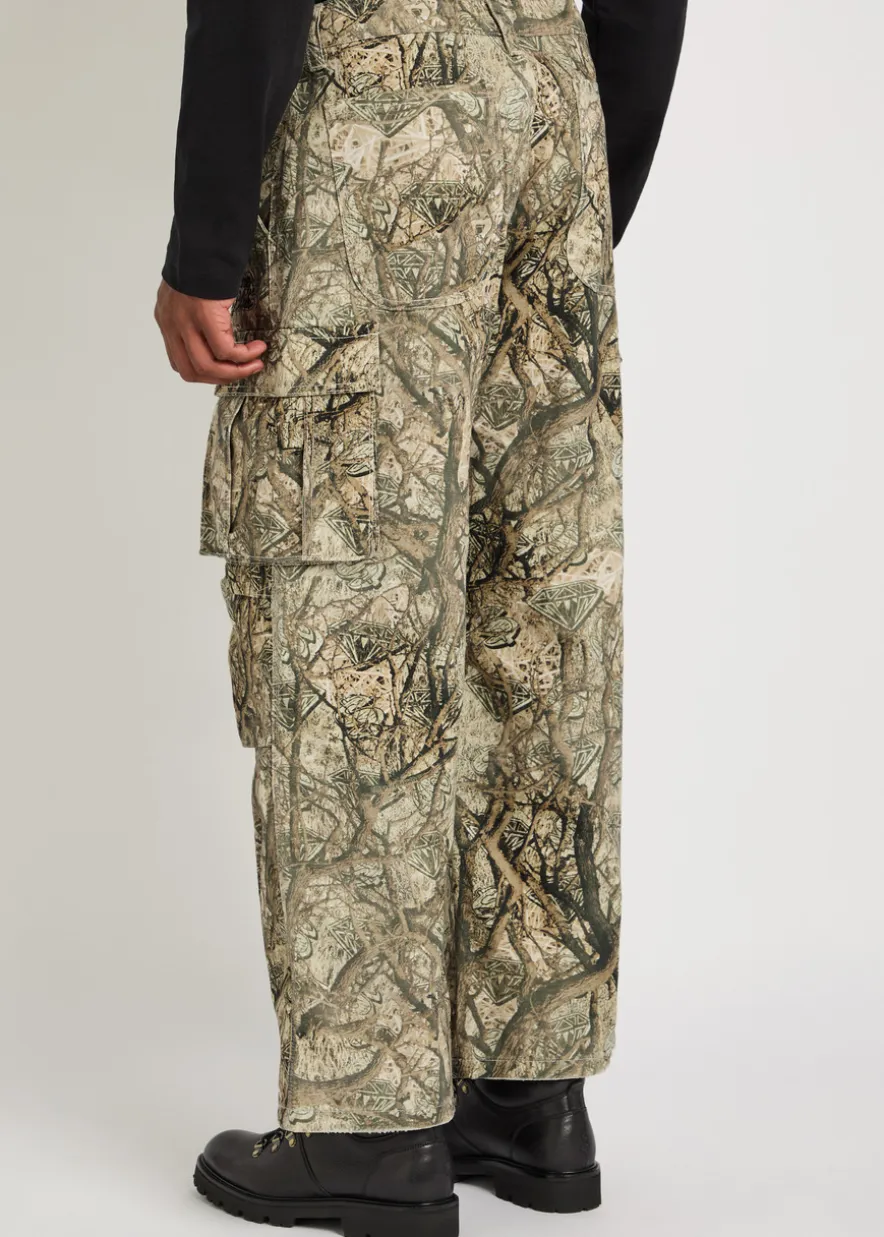 Camouflage wide-leg cotton cargo trousers