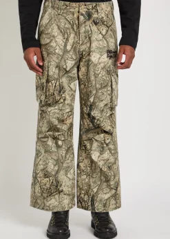 Camouflage wide-leg cotton cargo trousers
