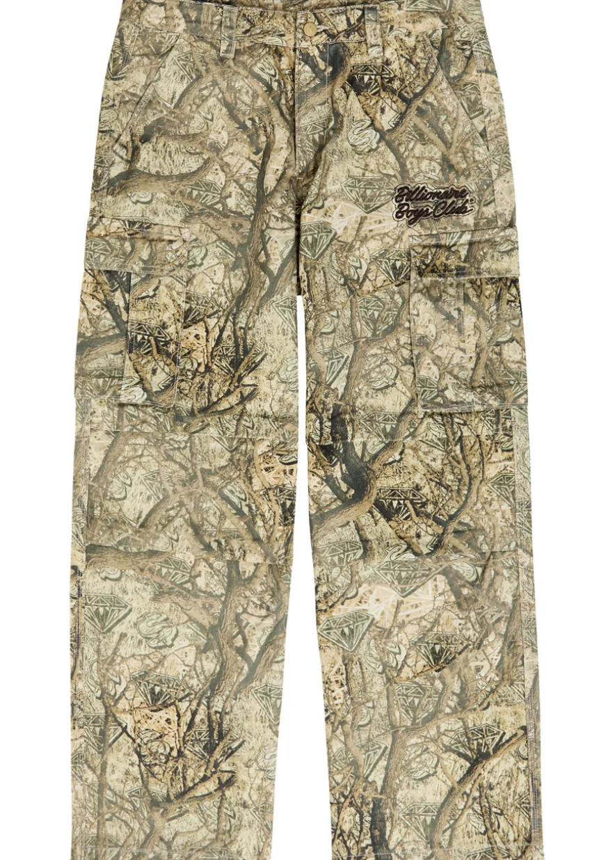 Camouflage wide-leg cotton cargo trousers