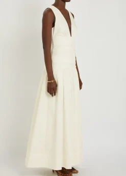 Campbell gathered cotton-blend maxi dress