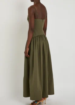 Campbell ruched cotton-blend maxi dress