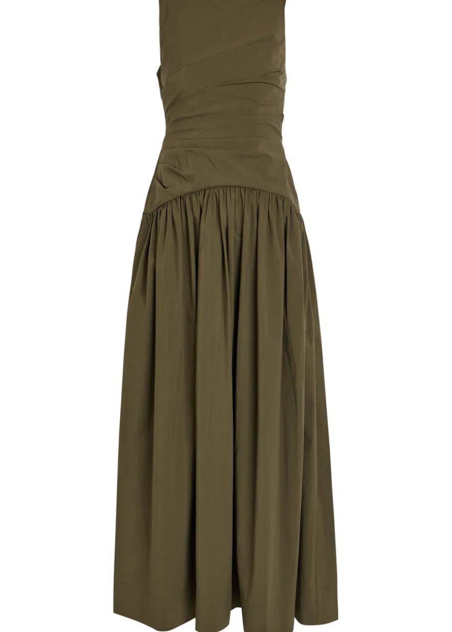 Campbell ruched cotton-blend maxi dress