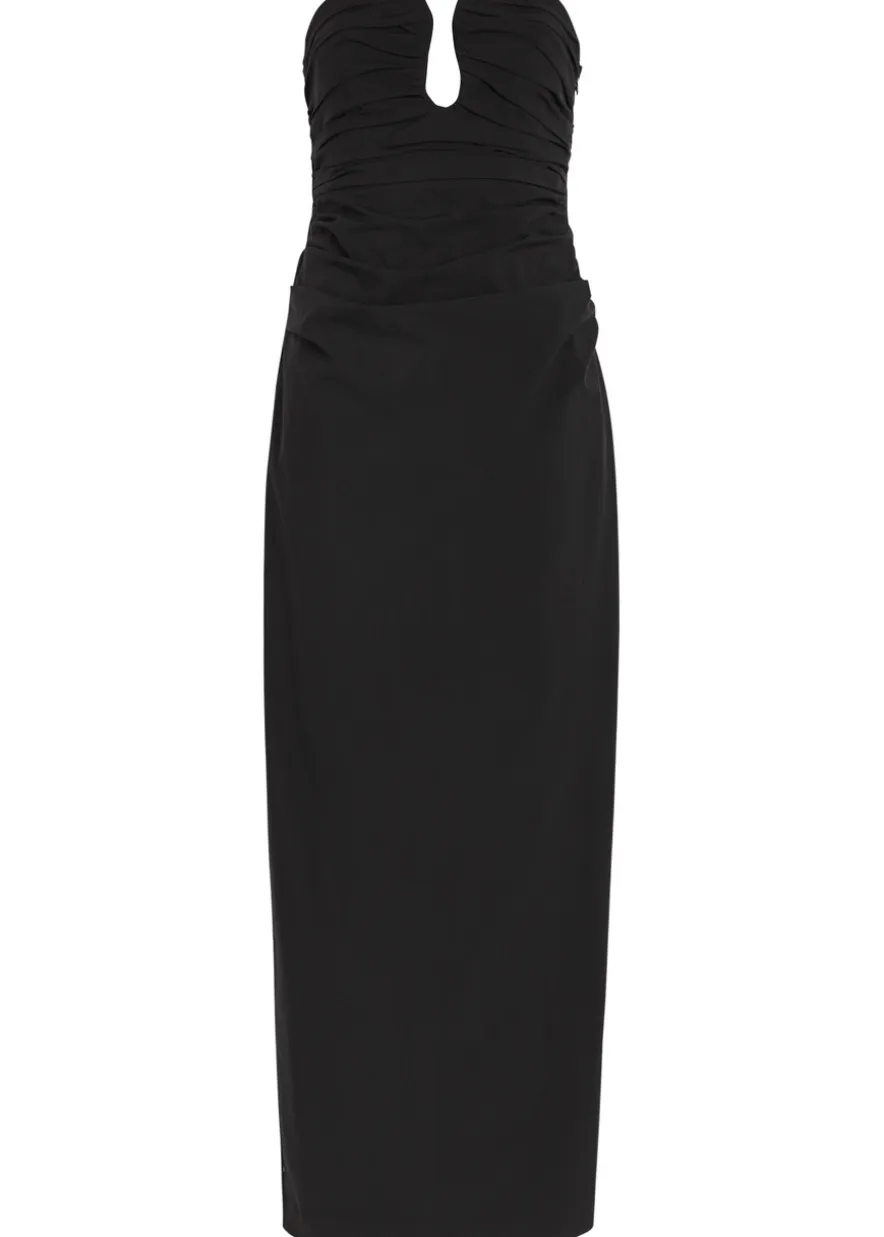 Campbell strapless ruched cotton-blend maxi dress