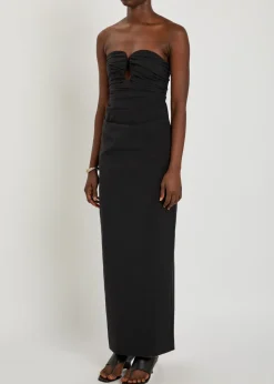 Campbell strapless ruched cotton-blend maxi dress