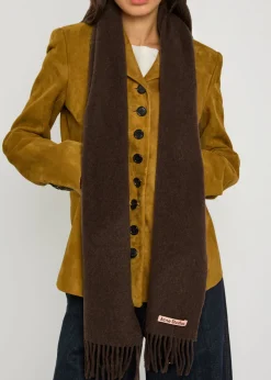 Canada skinny fringed wool scarf